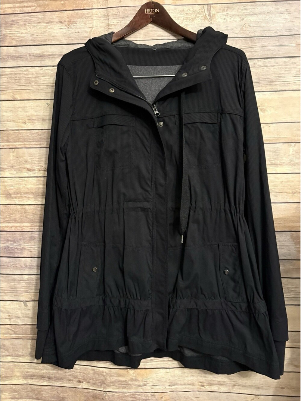 Lululemon Jacket Size 10 Apres Practice Anorak Hooded Full Zip Wind Coat Black